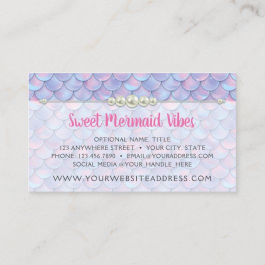 Mermaid Schwanz Scale & Pearl Pastel Sparkle Bouti Visitenkarte (Rückseite)