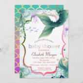 Mermaid Schwanz Scales Kinderdusche Einladung (Vorne/Hinten)