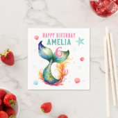 Mermaid Schwanz Seashells Bubbles Starfish Geburts Serviette (Beispiel)