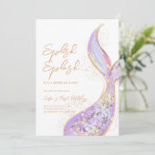Mermaid Schwanz Splish Splash Geburtstag Einladung (Stehend Vorderseite)
