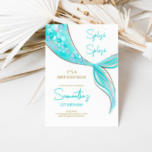 Mermaid Schwanz Thema Geburtstag Einladung