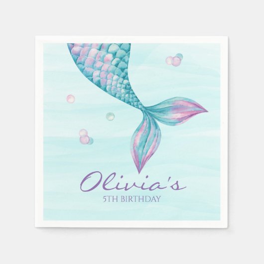 Mermaid Schwanz Under Sea Birthday Napkins Serviette (Vorderseite)