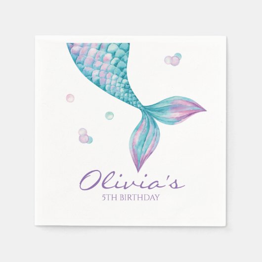 Mermaid Schwanz Under Sea Birthday Napkins Serviette (Vorderseite)