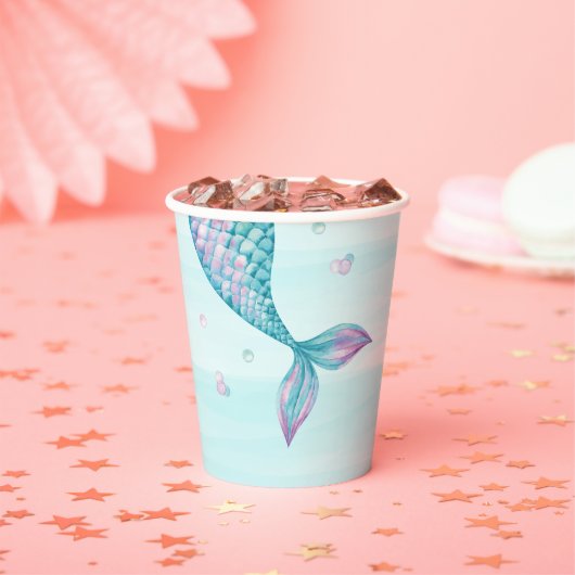 Mermaid Schwanz Under Sea Birthday Paper Cups Pappbecher (Insitu)