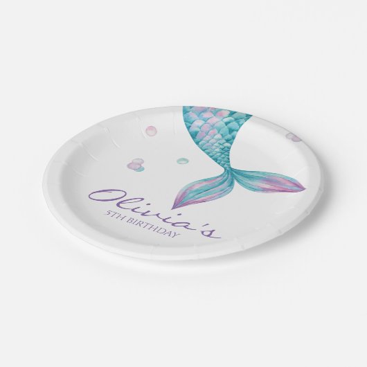 Mermaid Schwanz Under Sea Birthday Paper Teller (Schrägansicht)