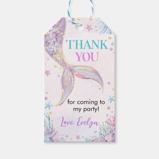 Mermaid Schwanz Under Sea Birthday Vielen Dank Geschenkanhänger (Vorderseite)