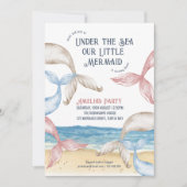Mermaid Schwanzes Beach Party Geburtstag Einladung (Vorderseite)