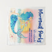 Mermaid Sea Beach Cupcakes Birthday Photo Backdrop Wandteppich (Vorderseite (Horizontal))