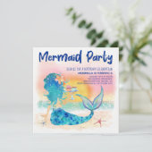 Mermaid Sea | Beach Cupcakes & Starfish Geburtstag Einladung (Stehend Vorderseite)