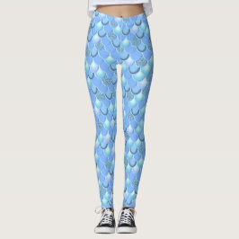 Mermaid Sea Blue Scale Leggings