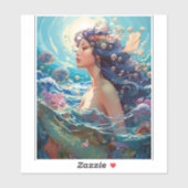 Mermaid Sea Goddess Fantasy Art Aufkleber (Blatt)