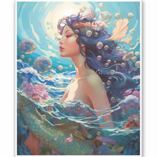 Mermaid Sea Goddess Fantasy Art Aufkleber (Vorderseite)