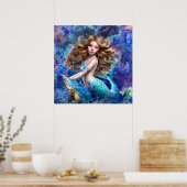 Mermaid Sea Goddess Nymph Siren Under Water Art Poster (Küche)
