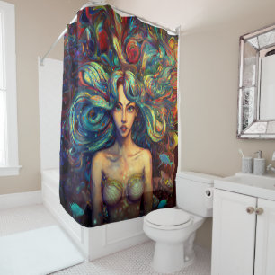 Mermaid Sea Goddess Nymph Siren Unterwasser Art Duschvorhang