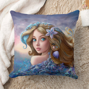 Mermaid Sea Goddess Nymph Siren Unterwasser Art Kissen