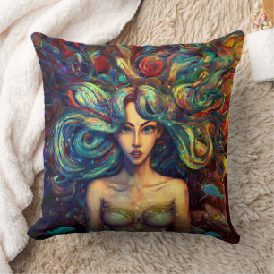Mermaid Sea Goddess Nymph Siren Unterwasser Art Kissen