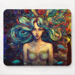 Mermaid Sea Goddess Nymph Siren Unterwasser Art Mousepad