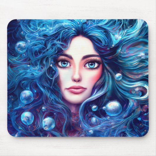 Mermaid Sea Goddess Nymph Siren Unterwasser Art Mousepad (Vorne)