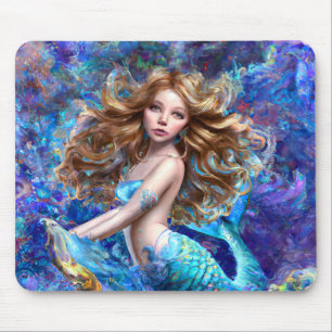 Mermaid Sea Goddess Nymph Siren Unterwasser Art Mousepad
