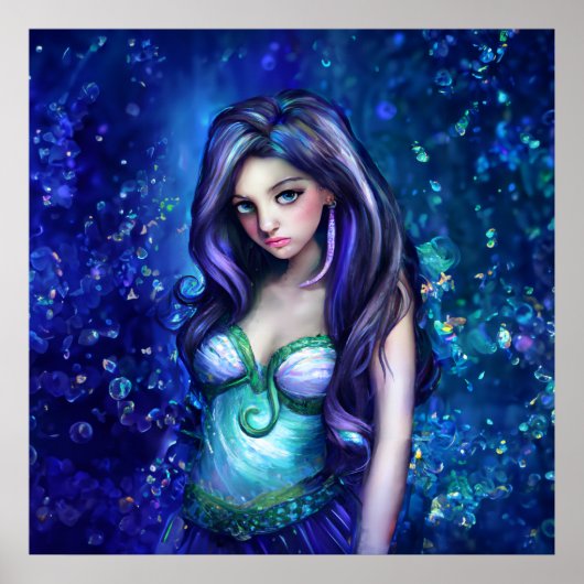 Mermaid Sea Goddess Nymph Siren Unterwasser Art Poster (Vorne)
