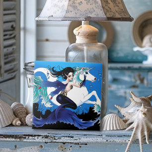 Mermaid Sea Horse Fairy Blue Fliese