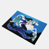 Mermaid Sea Horse Fairy Blue Fußmatte (Schrägansicht)