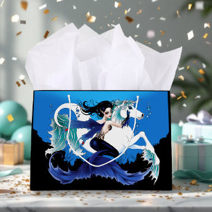 Mermaid Sea Horse Fairy Blue Große Geschenktüte