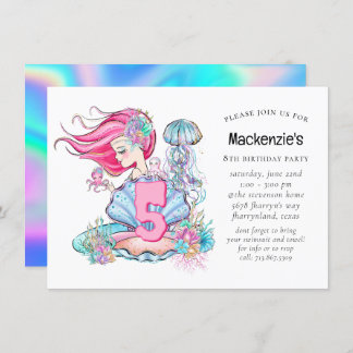 Mermaid Sea Life | Geburtstagspartei mit individue Einladung