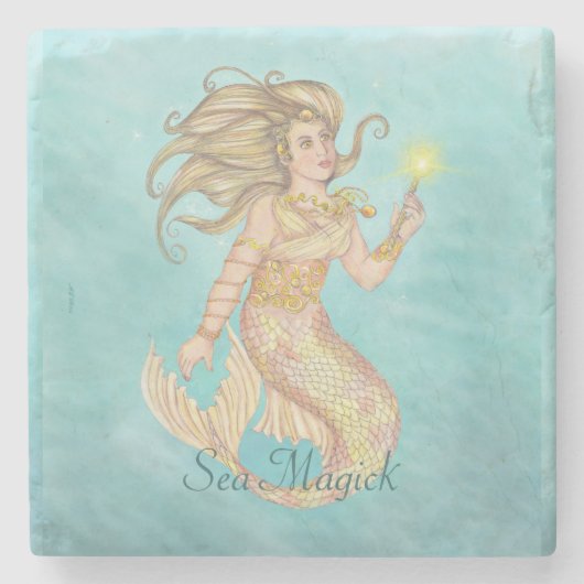 Mermaid Sea Queen Fia Fantasy Steinuntersetzer (Vorderseite)