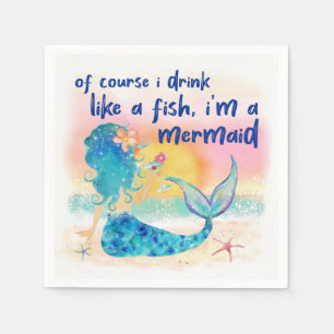 Mermaid Sea   Trinke wie ein Fisch Serviette