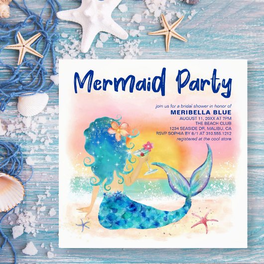 Mermaid Sea | Tropical Beach Bridal Shower Einladung