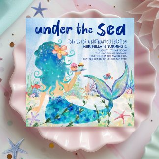 Mermaid Sea | Tropischer Ozean Cupcakes Geburtstag Einladung