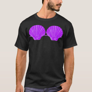 Mermaid Seashell Bra Lila Funny Brassiere Summer T-Shirt