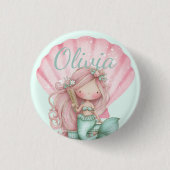 Mermaid Seashell Lovers Name  Button (Vorderseite)