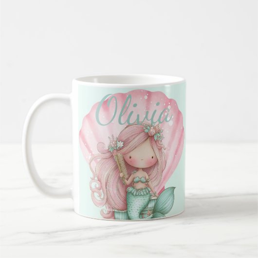 Mermaid Seashell Lovers Name  Kaffeetasse (Links)