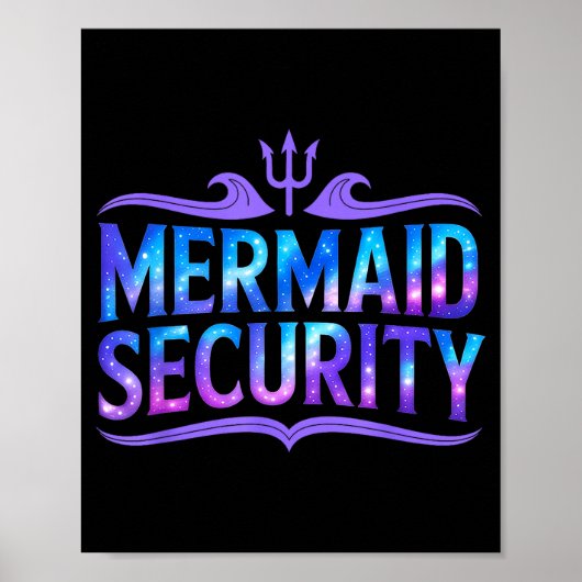 Mermaid Security Funny Dad Father Daughter Birthda Poster (Vorne)