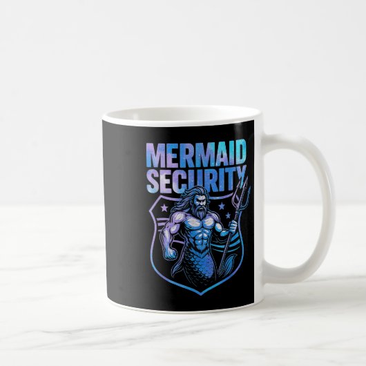 Mermaid Security Funny Vater Mermaid Beach Guard Kaffeetasse (Rechts)