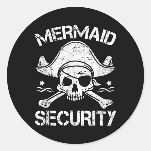 Mermaid Security Pirate Matching Family Party Vate Runder Aufkleber (Vorderseite)