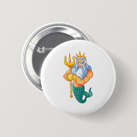 Mermaid Security Shirt _ Funny Merman Swimming Gif Button (Vorne & Hinten)