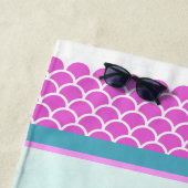 Mermaid Seepferd Aquarell individuelle Name Streif Strandtuch (Beispiel)