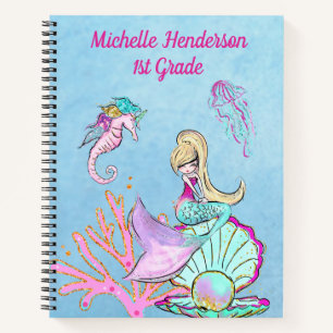 Mermaid Seepferd & Jellyfish Notebook Notizblock