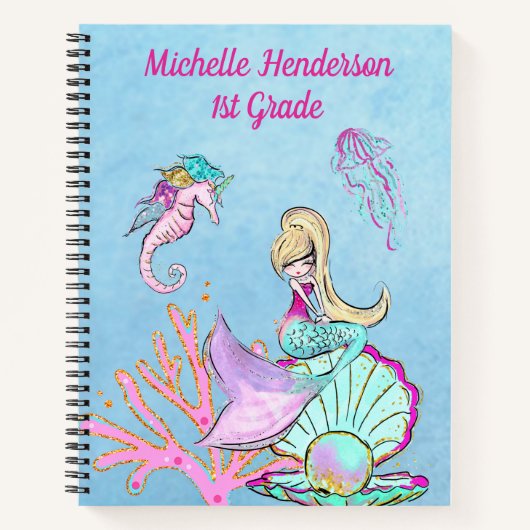 Mermaid Seepferd & Jellyfish Notebook Notizblock (Vorderseite)
