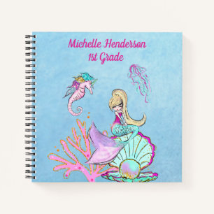 Mermaid Seepferd & Jellyfish Notebook Notizblock