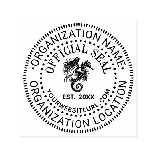 Mermaid Seepferd Offiziell Siegel Name Loc URL Est Permastempel (Design)