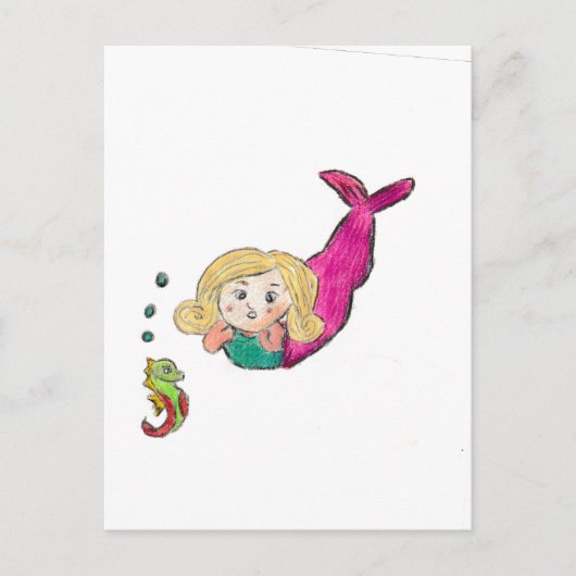Mermaid Seepferd Postkarte (Vorderseite)