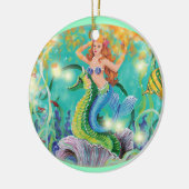 Mermaid & Seepferd Weihnachtsgeschenk Keramikornament (Links)