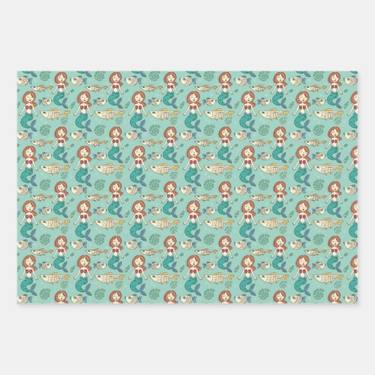 Mermaid Selection 2 Wrapping Paper Geschenkpapier Set (Vorderseite)