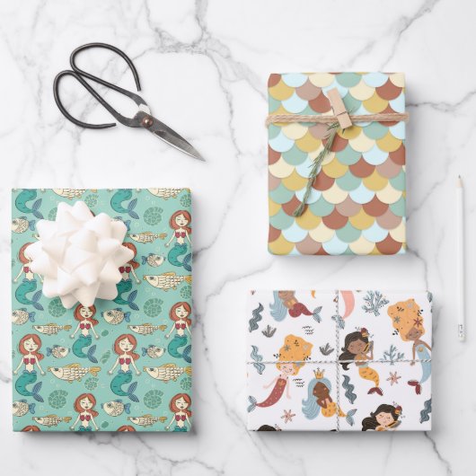Mermaid Selection 2 Wrapping Paper Geschenkpapier Set (Vorderseite)