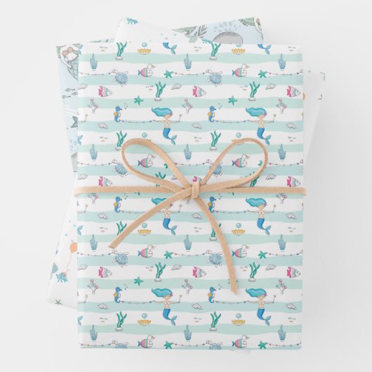 Mermaid Selection Drei-Wrapping-Papier Geschenkpapier Set (Beispiel)