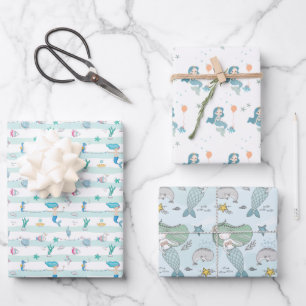 Mermaid Selection Drei-Wrapping-Papier Geschenkpapier Set